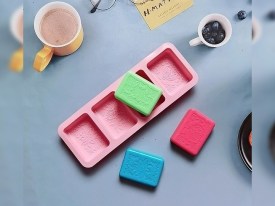 Molde silicona 4 jabones rectangulares labrados